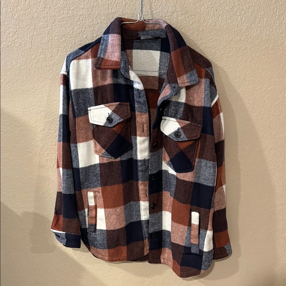 Plaid Women's Jacket - Brown, Blue, White